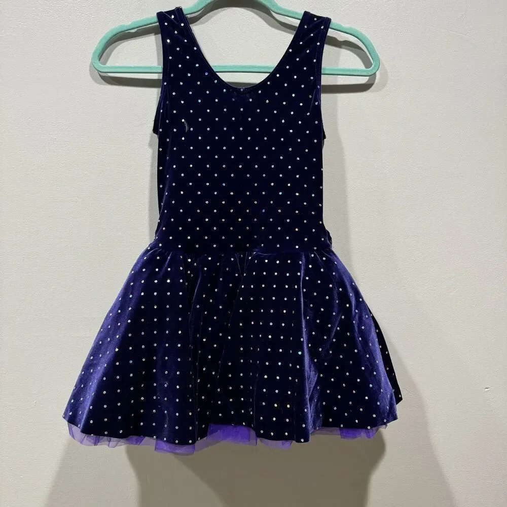 A Wish Come True Hollywood Dance Costume Dress Sparkle Velvet Girls Large 6047